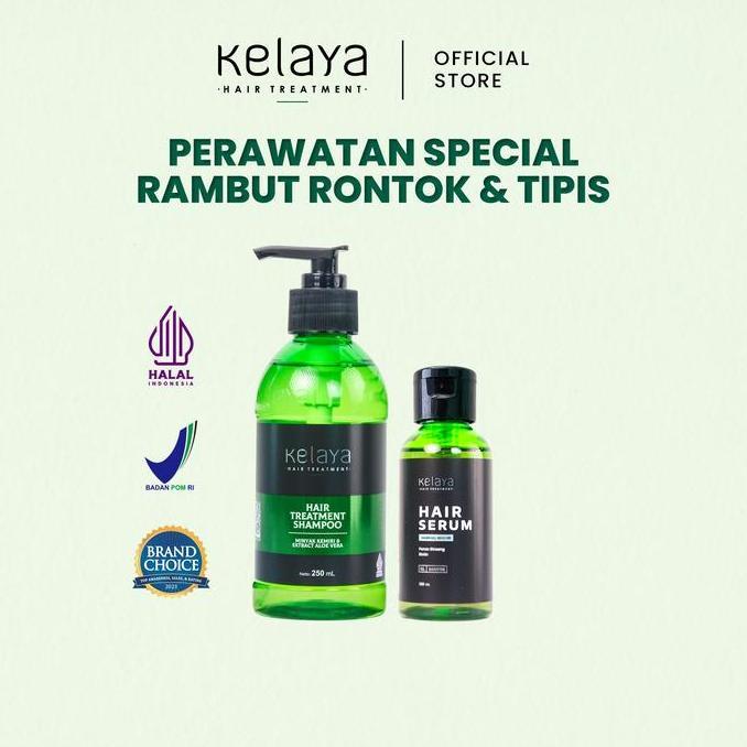 Berkilau- Kelaya Shampoo Anti Ketombe Dan Rontok 250Ml Hair Care Kulit Kepala Berminyak + Hair Serum