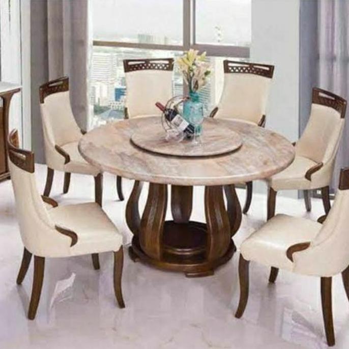 Terlaris Meja Makan Bulat Meja Makan Marmer Kayu Jati Furniture Jepara