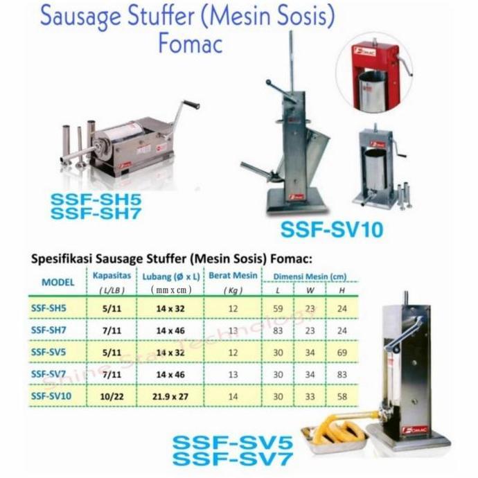 BEBAS ONGKIR - Fomac Sausage Stuffer SSF-SH5 SSF-SH7 SSF-SV5 SSF-SV7 SSF-SV10 Mesin Sosis Manual