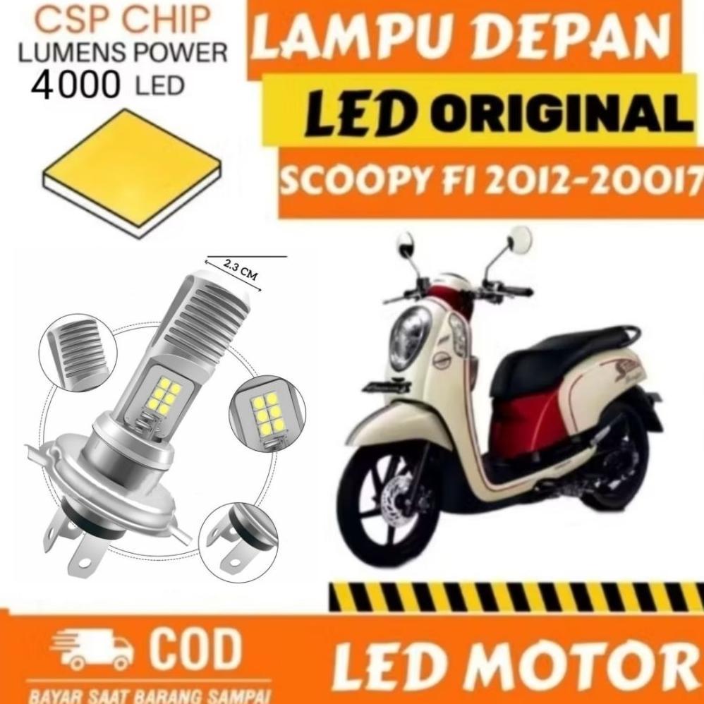 LAMPU DEPAN LED MOTOR HONDA SCOOPY FI 2012-2017 SUPER TERANG ORIGINAL H4