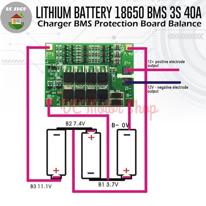 Lansungkirim- Lithium Battery 18650 Bms 3S 40A Charger Bms Protection Board Balance