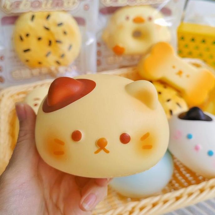 Squishy Hachimi Licensed Gamebot Gameboy Calico Cat Donat Duck Babi Pig Face Sweat Emoji Super Soft 