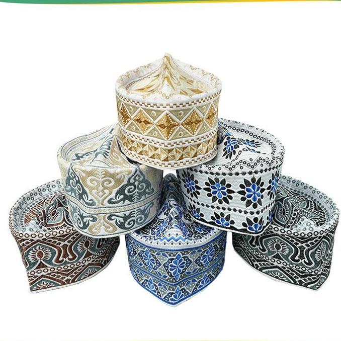 DS207 - GROSIR (10 Pcs) Peci Oman Bangladesh Paket Usaha Kopiah Haji Sholat Banglades Santri Pria Pe