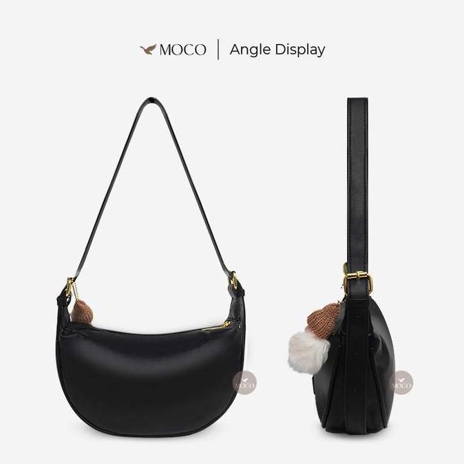 Alyee- Moco Official - Nina Hobo Bag Fashion Tas Selempang Wanita Bag Charm Bulu Lucu Half Moon Slin