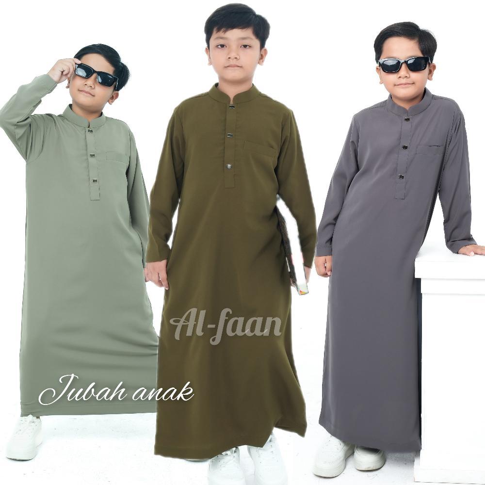 ORIGINAL JUBAH ANAK PRIA JUBAH REMAJA GAMIS ANAK JUBAH MUSLIM PRIA PANJANG HITAM KATUN ROBES