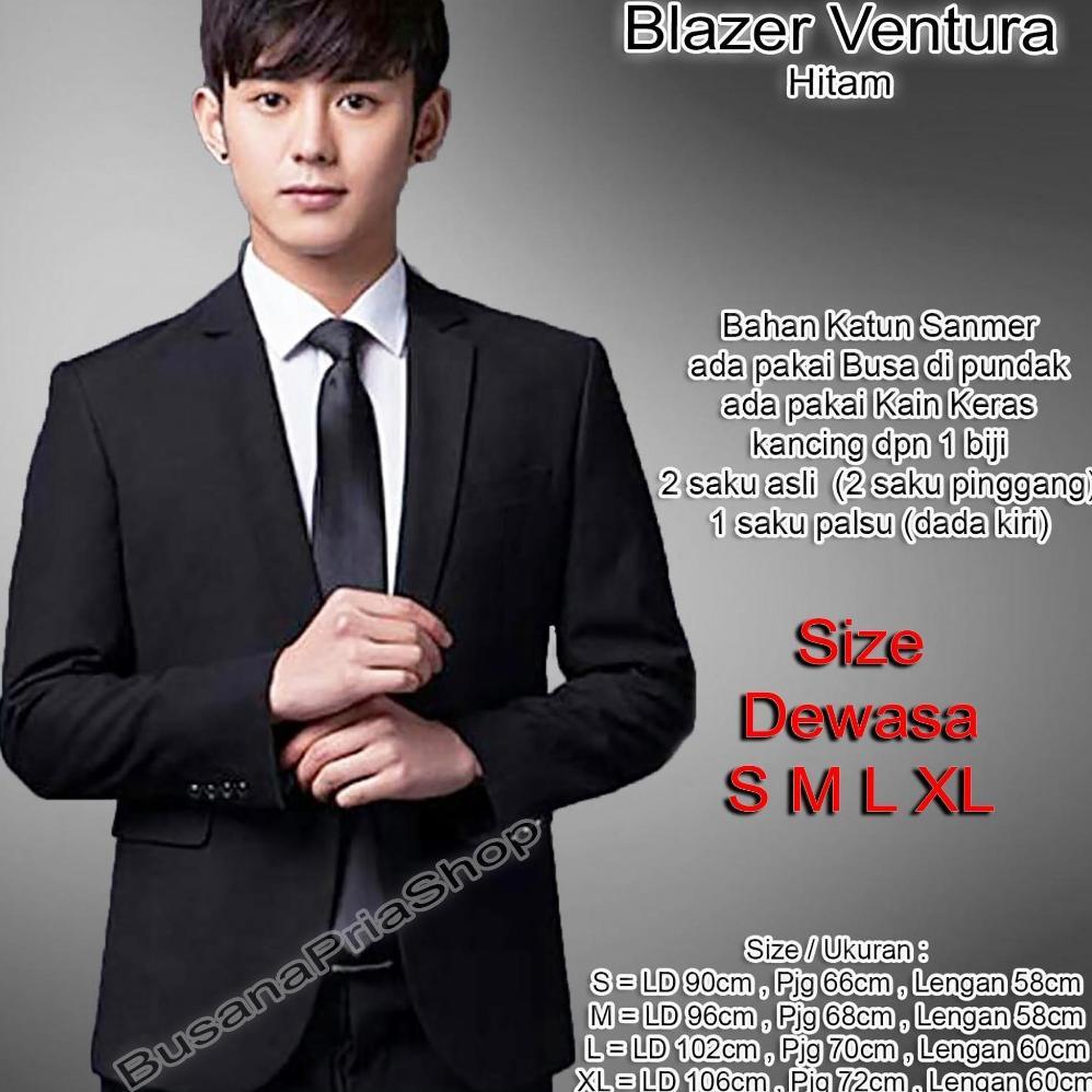 Diskon Bps Cod Blazer / Jas Pria Ventura Hitam Sanmer Premium S M L Xl Ventu Black Formal Busa Kain 
