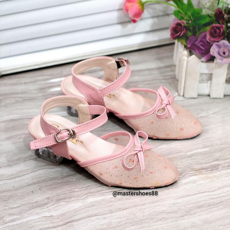 DISKON MASTER KC01 - [NEW COLLECTION] SANDAL SELOP ANAK PEREMPUAN HAK KACA 3 CM TERMURAH