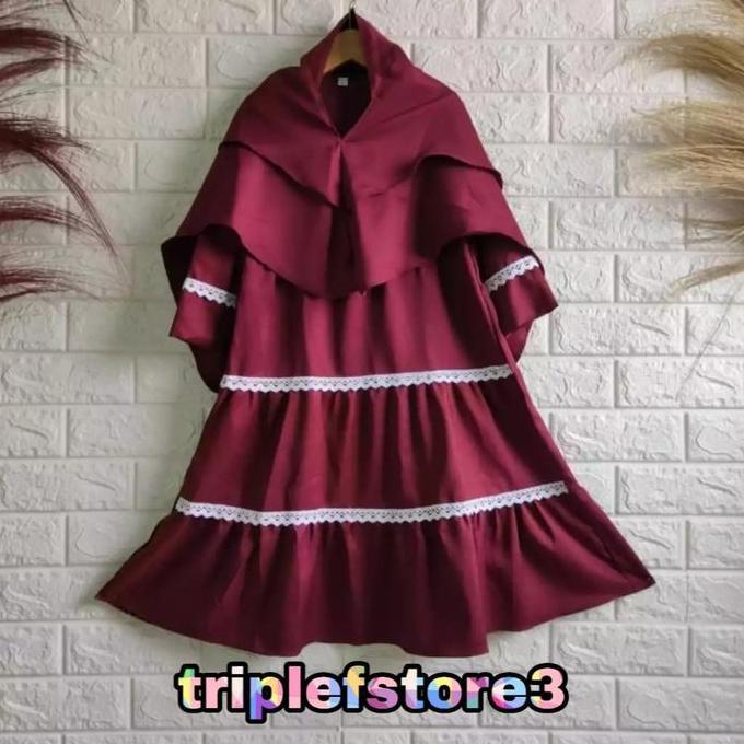 DE75 - Gamis anak perempuan//gamis renda anak perempuan//gamis anak motif renda//gamis anak usia 1-1