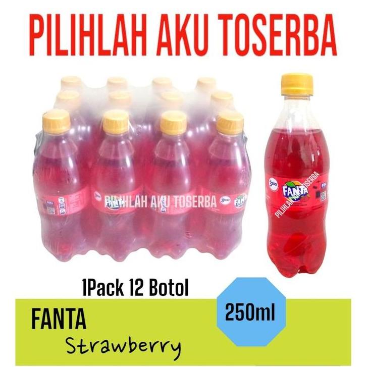 Fanta Strawberry MINI Botol Pet Imut - ( HARGA 1 PACK ISI 12 botol )