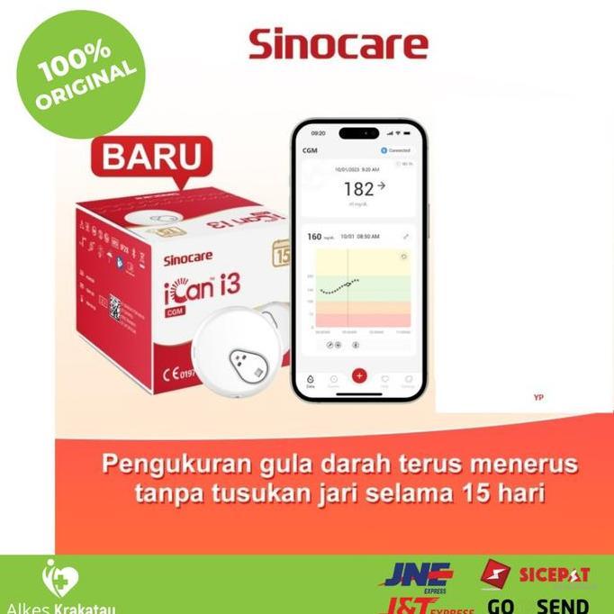 Sinocare iCan i3 Alat Cek Gula Darah Tanpa Tusuk Jarum / CGM / 15 Hari Berkelanjutan
