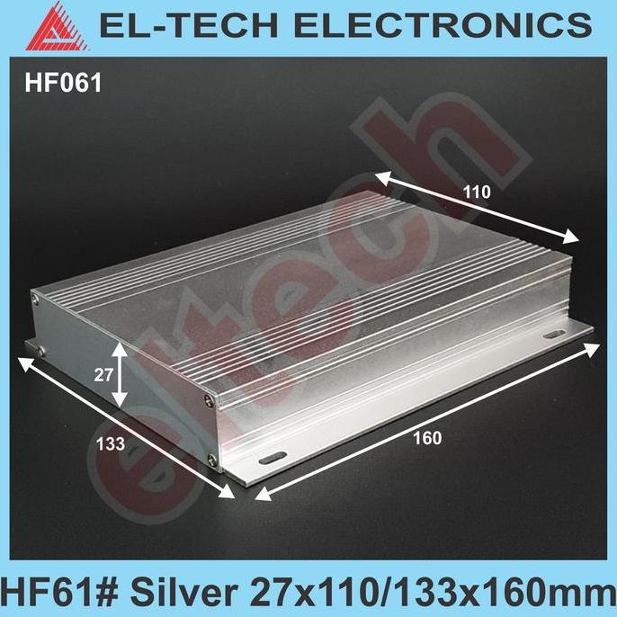 TERMURAH - Box Aluminium HF61# Silver 27x110/133x160mm Electronic Instrument Project Alumunium Almin