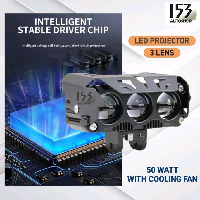 BEBAS ONGKIR - LED Projie Laser 3 Mata 2 Warna