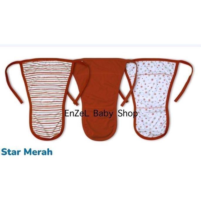 LA132 }} FLUFFY STAR SERIES 3 PCS Popok Tali Bayi / Popok Kain / Star Merah / Hijau / Biru / Coklat 