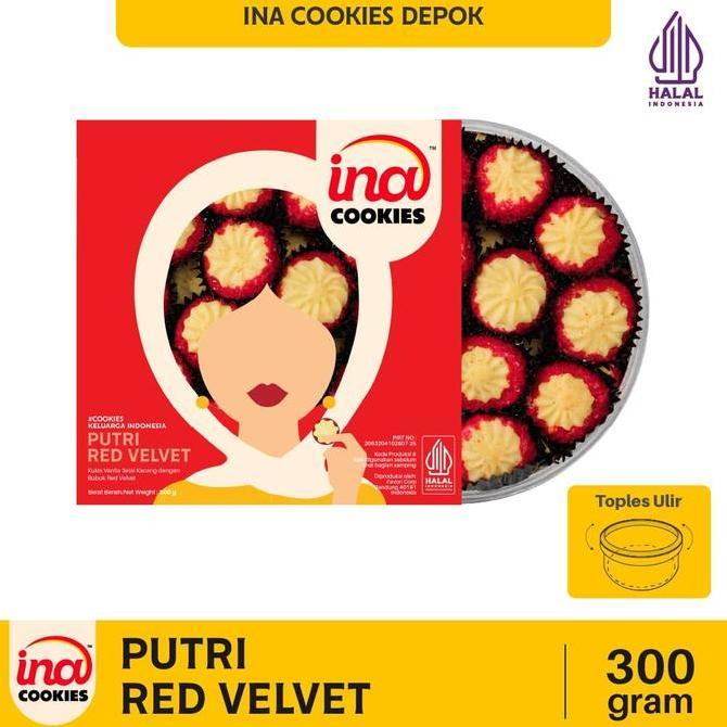 INa Cookies Putri Red Velvet Kue Kering Premium Lebaran Toples Reguler Gold Jar