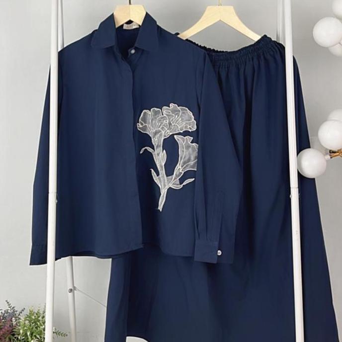 hani set setelan kemeja dan rok Katun Wanita