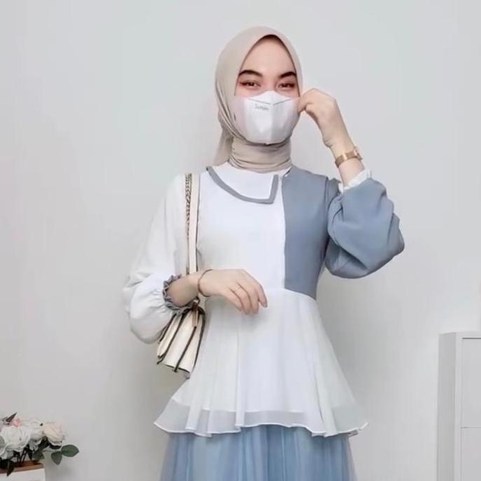 SANAYA Blouse by maroona.projects |  Baju Atasan Muslim Panjang Remaja Dewasa Putih