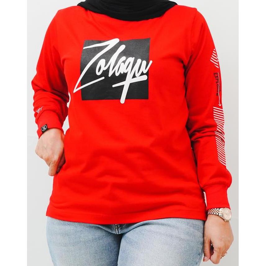 ZOLAQU - Atasan Kaos Wanita Size Cotton Combed 20s Merah Refle