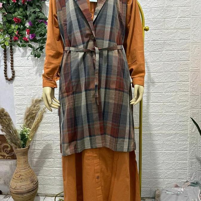 gamis set cardi terbaru DNS katun triset Cardan Kancing n Muslim