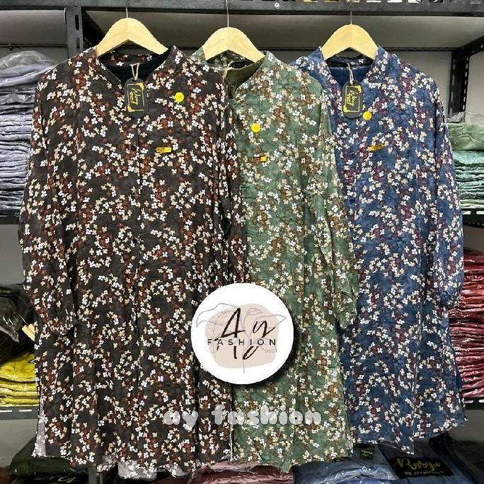 setelan long tunik ld 120 bahan rayon twill premium set long full motif oneset jumbo setelan rasya s