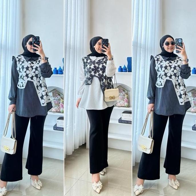 Fuji Top Import Atasan Baju Wanita Bordir Bunga