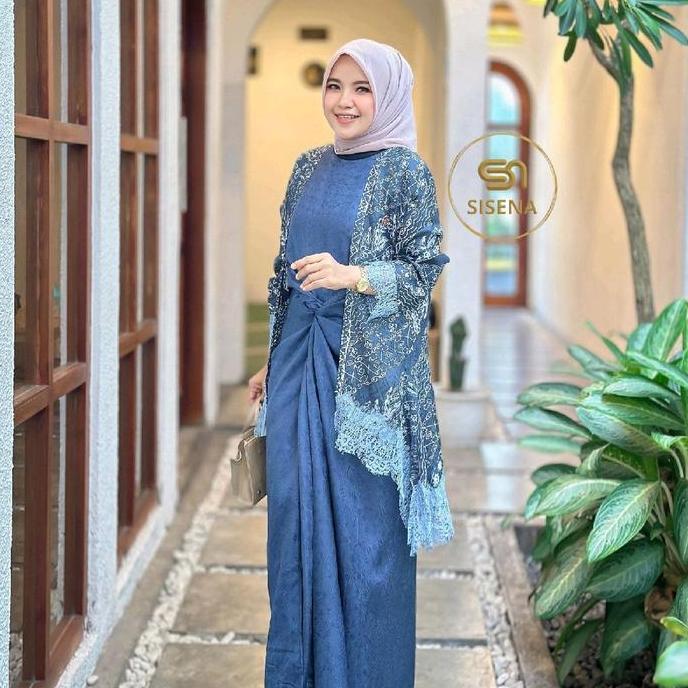 Gamis Batik Moderen Sisena Set Outer - Setelan wanita muslimah