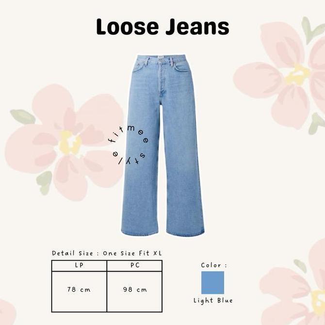 Bramantyashop - Luna Outfit Set 3in1 Remaja Simple Basic ( Celana Kulot Loose Jeans Denim + Atasan K