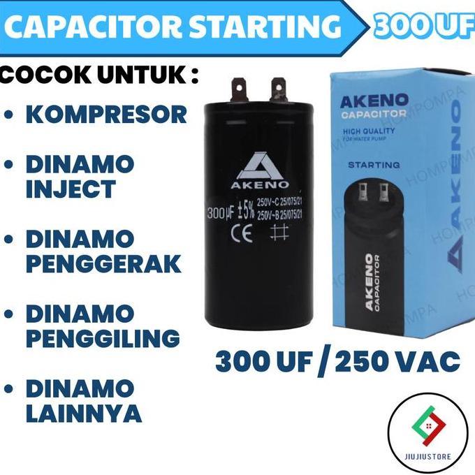 AKENO KAPASITOR STARTING 300 UF CAPACITOR STARTING 300 UF SOKET KONDENSOR 300 UF CD-60 MURAH
