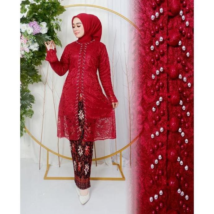 Satu Set tunik kancing seribu kombinasi payet | Setelan tunik pesta rok batik premium Nyaman