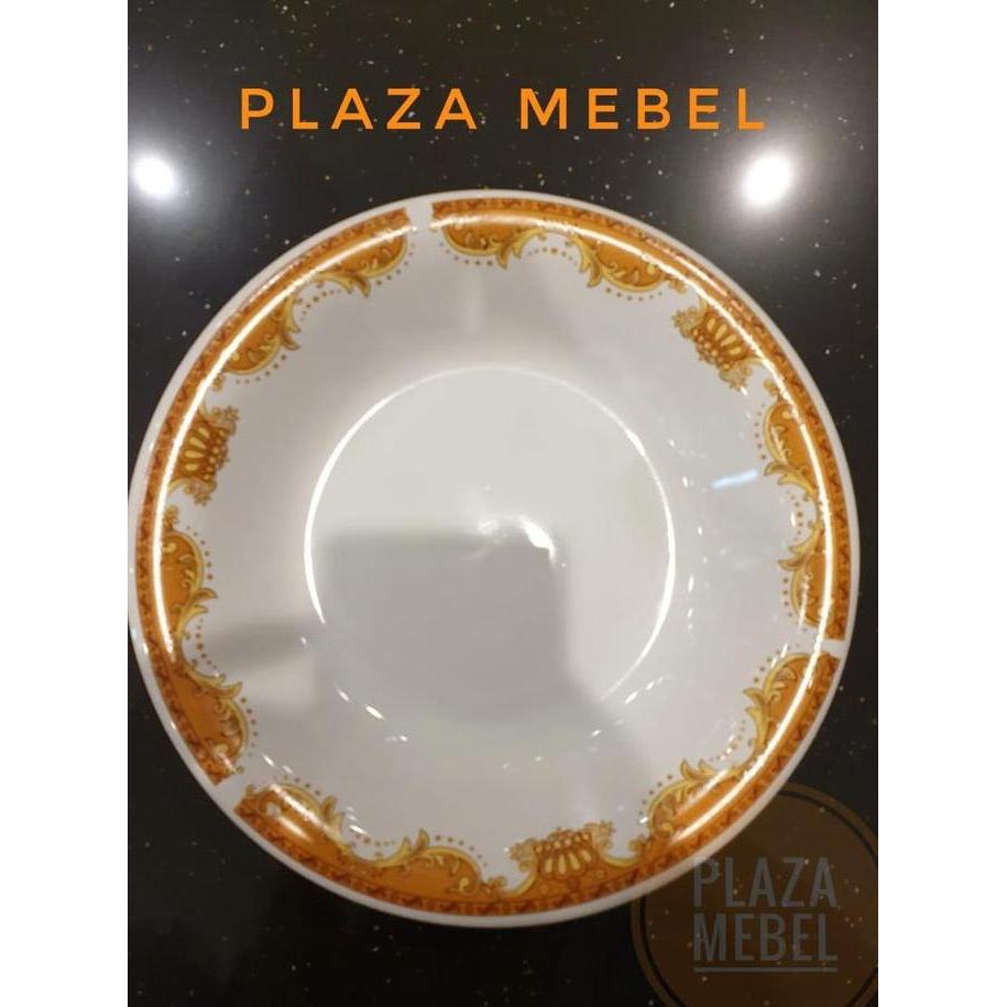 Piring Makan Batu Stone Porcelain 9 inch Putih Mahkota SNI ( ISI 4)