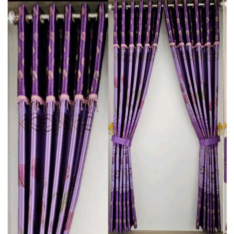 Gorden Jendela Pintu kamar Kain Blackout Griter Bunga Print Emas