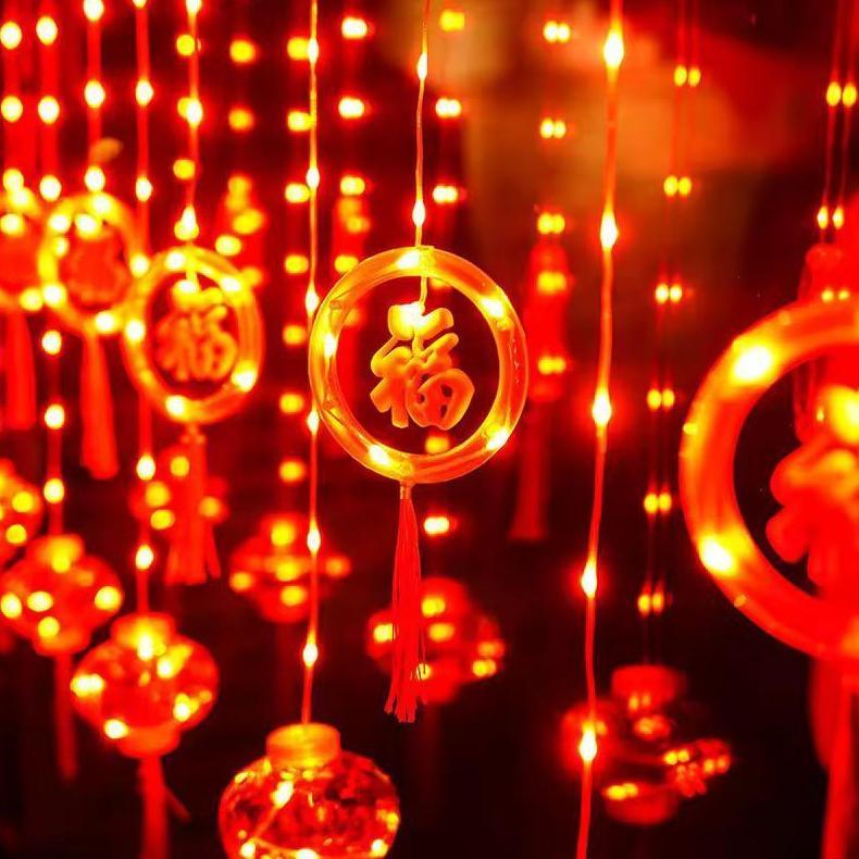 Lampu Hias Imlek LED 3Meter Lampu Gantung Imlek Lampu Tirai Imlek Dekorasi Chinese New Year