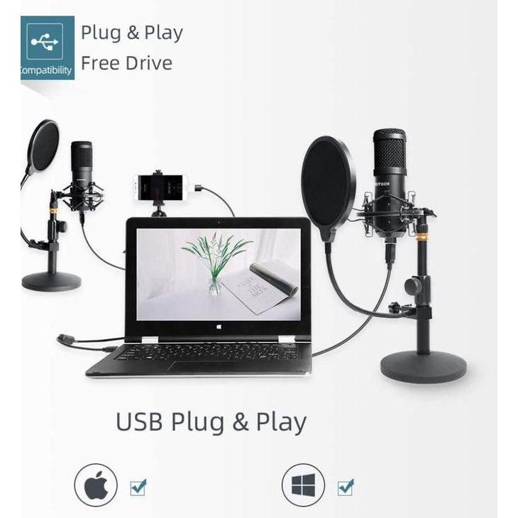 SOUNDTECH USB Condenser Microphone Stand Table for PC Recording Streaming (TERBAIK) (TERBARU) (TERMU