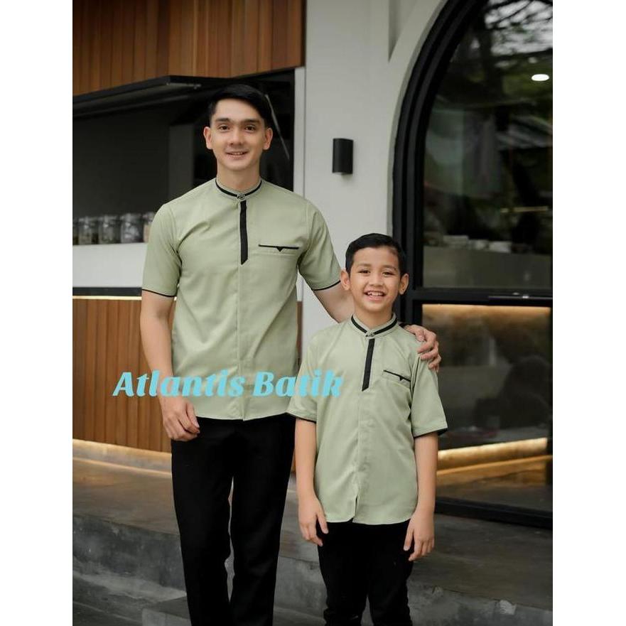 Baju Koko Couple Pria Dewasa Anak Terbaru Kain Toyobo Batik Kurta