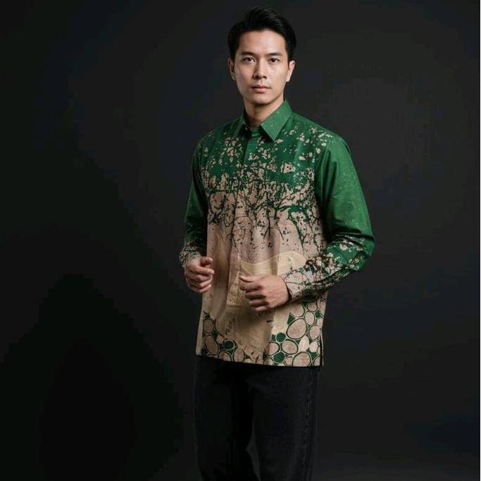 BATIK TUNIK WANITA COUPLE BAHAN KATUN SOLO PREMIUM MOTIF TULIP HIJAU BOTOL