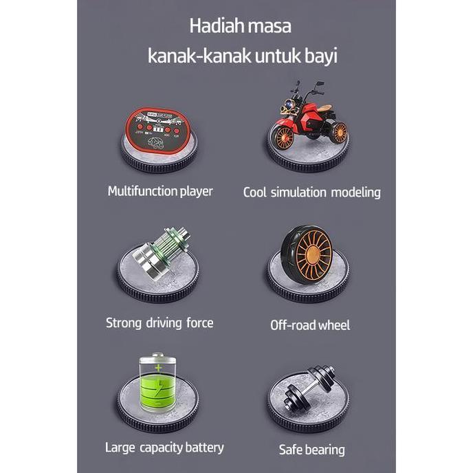 Mimosa Baby MallTampilan Keren, Performa Super Sepeda Motor Listrik Anak Tiga Roda, Penggerak Ganda,