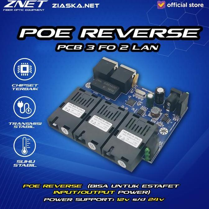 DV177 >> POE PCB 3 FO 2 LAN MEDIA CONVERTER REVERSE POE BOARD ONLY 3 FO 2 LAN