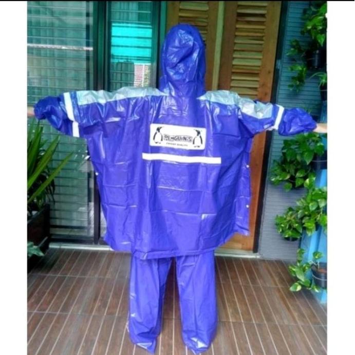 Jas Hujan Penguin's Ponco Penguin Kelelawar Penguins Lengan Celana Kombinasi Sporty Dewasa Pria Wani