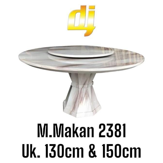 Terlaris Meja Makan Marmer Bulat Import Diameter 150Cm Set Putaran - Full Marmer - Only Meja