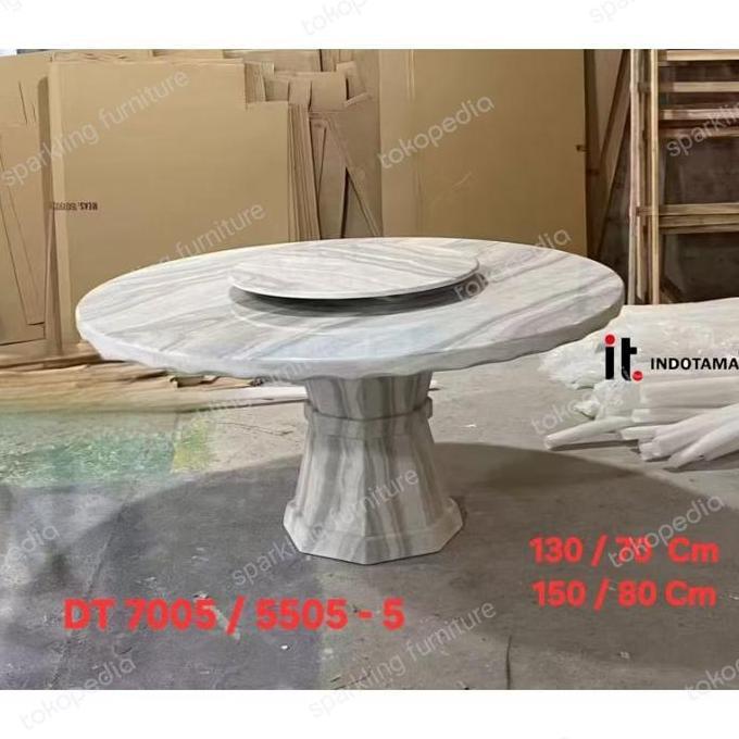 Terlaris Meja Makan Marmer Bundar Bulat Import Dt 1041