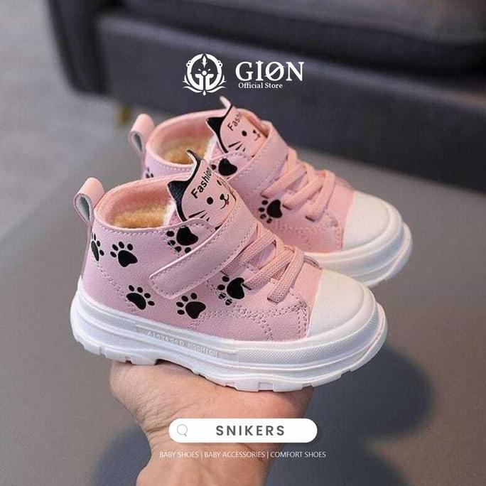 AV6 }} Sepatu Anak-Anak Boots Motif Kaki Kucing Usia 1-3 Tahun Laki-Laki Perempuan