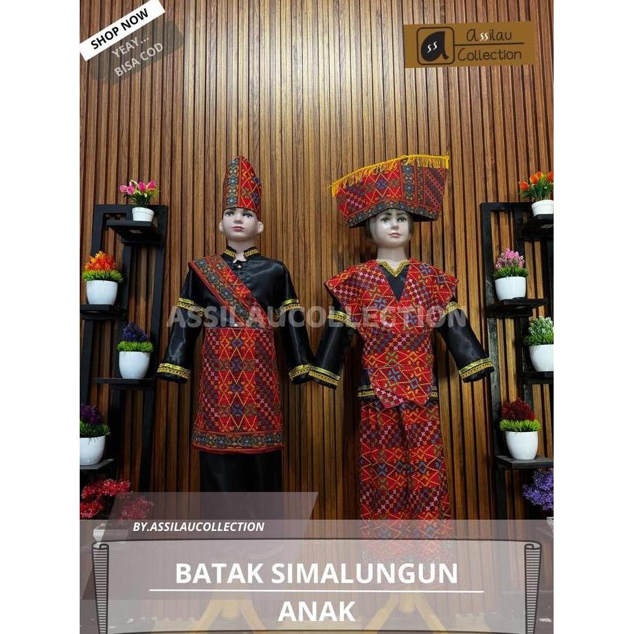 AI160 - Baju Adat Anak Batak Simalungun Satuan (Laki/Cewek) Pakaian Aksesoris