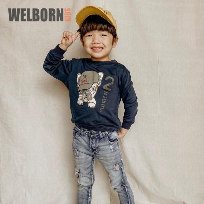 Murah  Welborn Kids Sweater Bulldog Navy Anak Laki