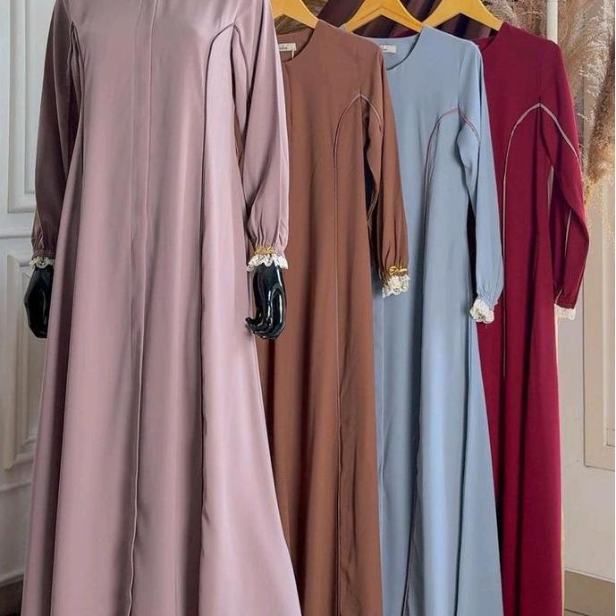 gamis Darby/ dnl. polos lis bahan jetblack orinal