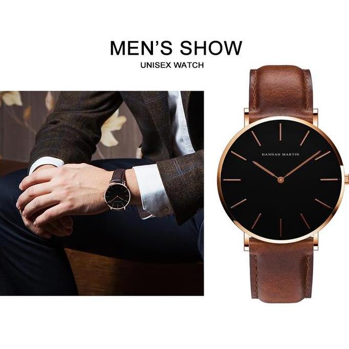 DF195 - Recommended Jam tangan Pria Hannah Martin 40mm Slim Tipis Elegan CHCB