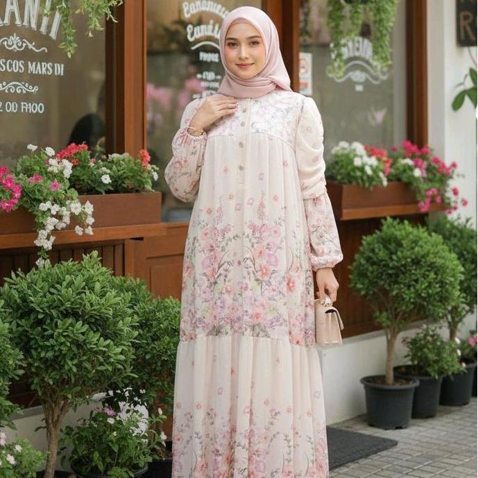 Meijiwang Gamis set kerudung dan tali obi Dress Muslim