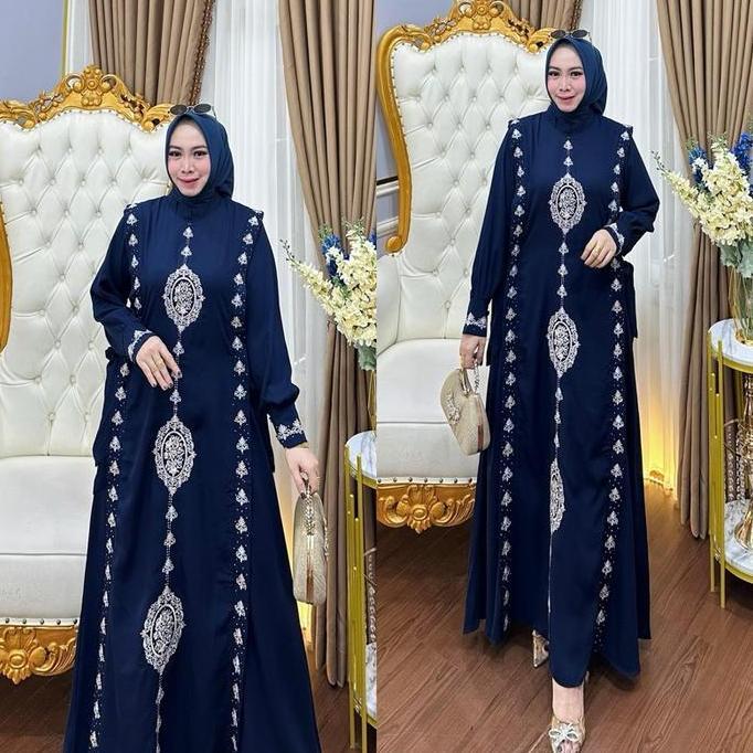 Yaya butik Gamis Kanaya Bordir Sultan Motif Mewah Simpel Terbaru Gamis Motif Sultan Terlaris Gamis L