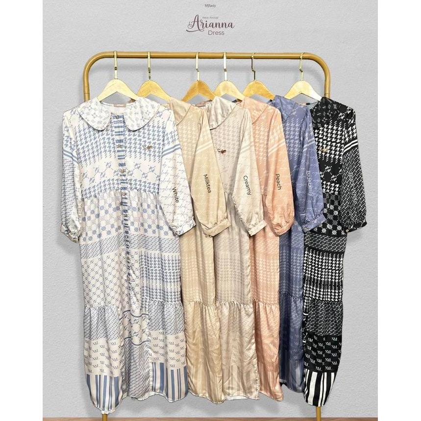 Mylady hijab arianna dress gamis  mewah Cantik Lembut Muslim Peach Pink Mint Silky Wanita