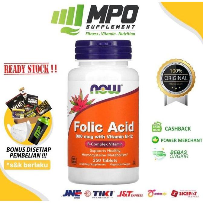 NOW Foods Folic Acid 800mcg (250tabs) NOW Folic Acid 800 mcg 250 tabs