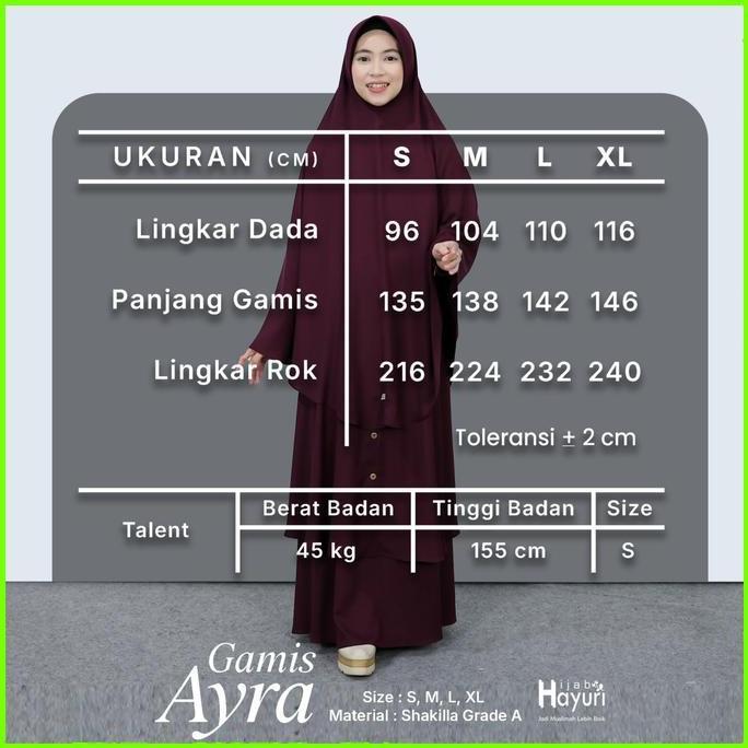 Gamis Kasual Harian Syari / Gamis Semi Tunic Lengan Skoder / Gamis Ayra by Hijab Hayuri