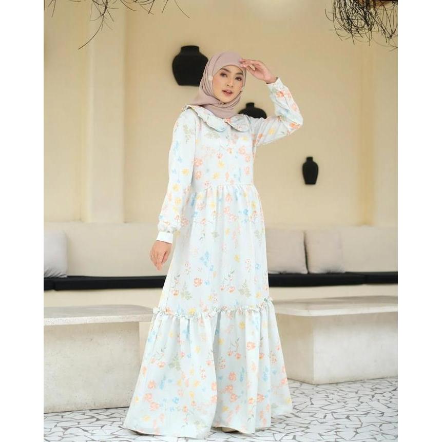 Hessy - Felita Dress Baby Zara Silk Import Busui Friendly Kancing Gamis Wanita Muslim